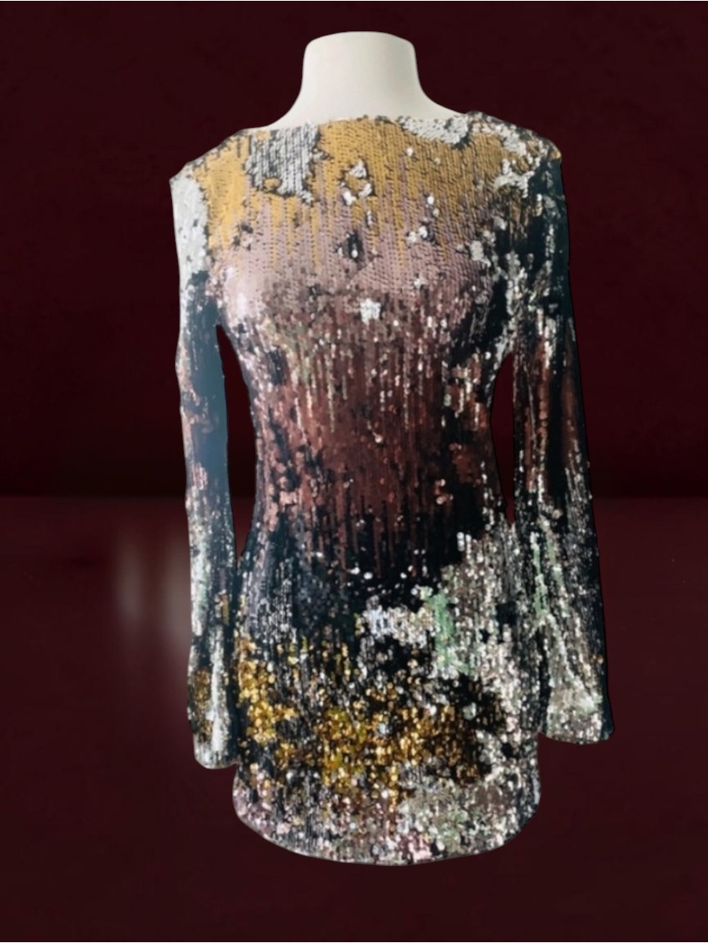 MARCIANO LOS ANGELES SEQUIN LONG SLEEVE MINI DRESS SIZE XS